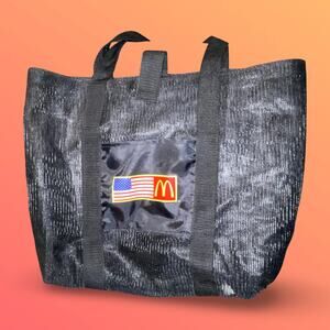 McDonalds Vintage 90s Promo American Flag Mesh Tote Bag Black Beach XL Gym